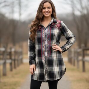 James Bryan Long Sleeve Tunic with Embroidered Details